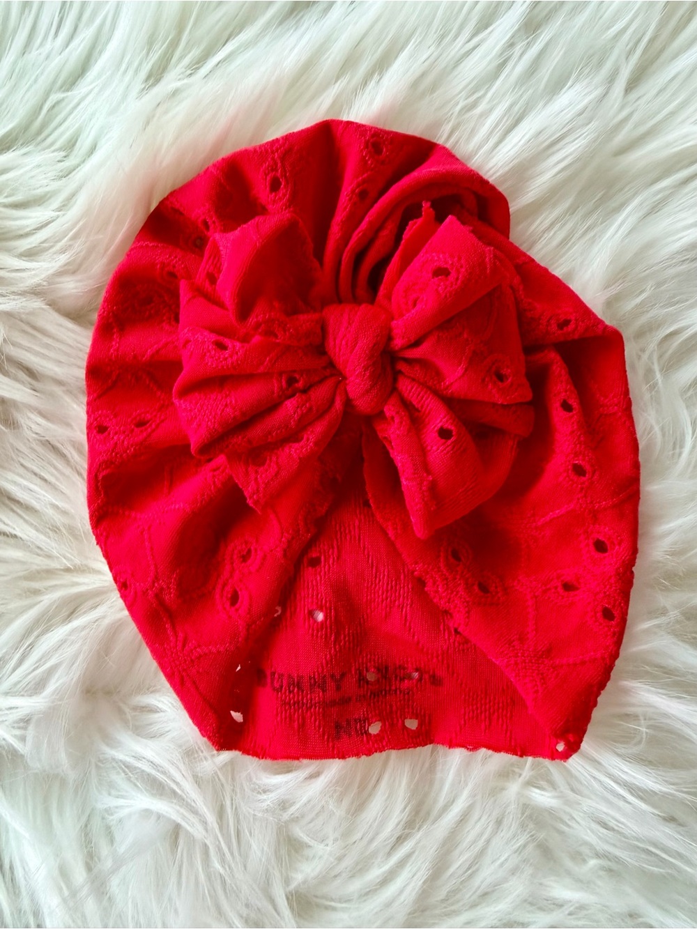 Bunny Knots Hot Rod Red Eyelet Headwrap with Knotted Bow